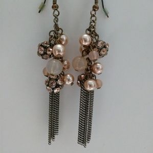 Rose Pink Pearl and Gem Earrings